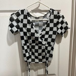 Women's XS Checkered Sheer T-Shirt